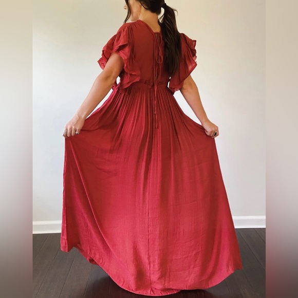 **LAST ONE** Boho Plunging Neck Gauze Cover Up Photoshoot Maternity Maxi Dress - Picture 5 of 13